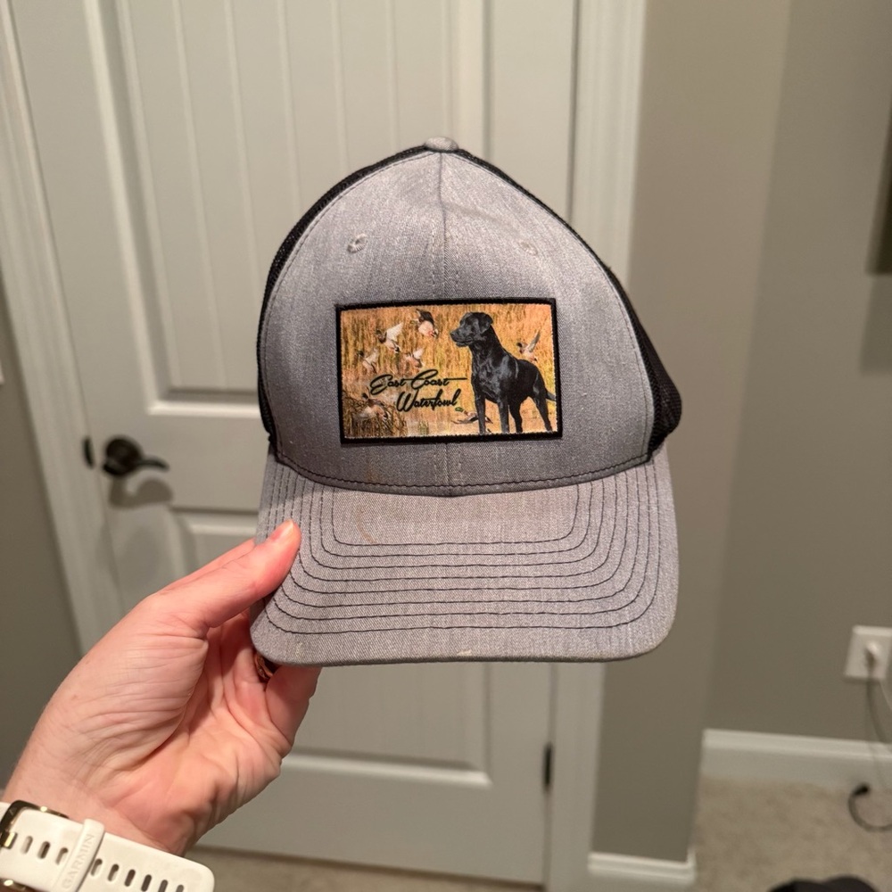 Gray Trucker Hat With Dog Patch - image 1